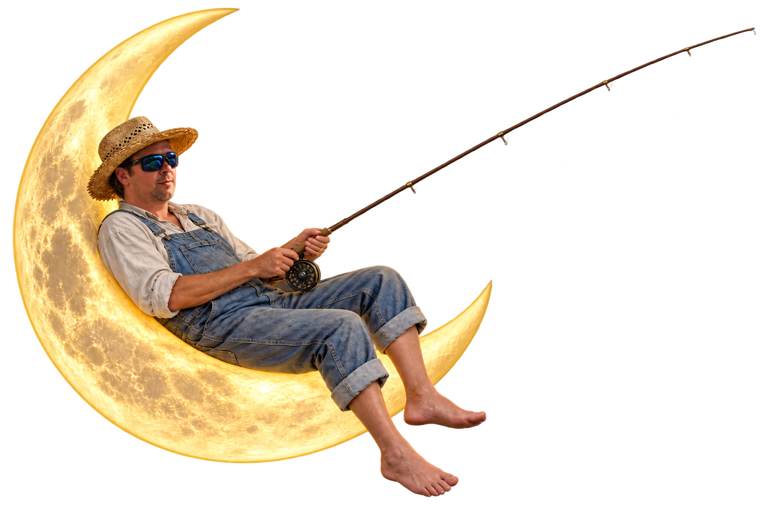 Man fishing from the moon